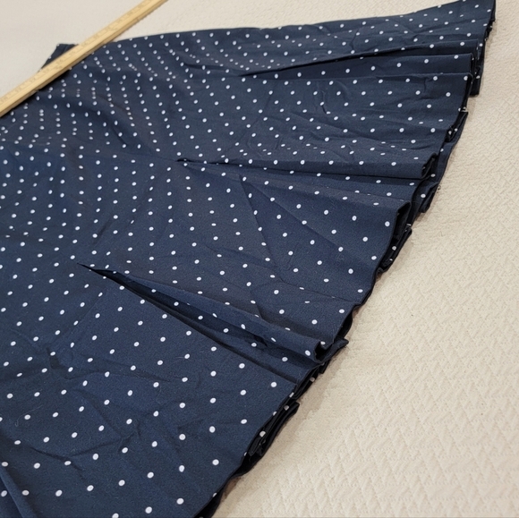 Bandolino Navy Blue Polka Dot Skirt Pleated Flare Midi Size 12 - Picture 8 of 14
